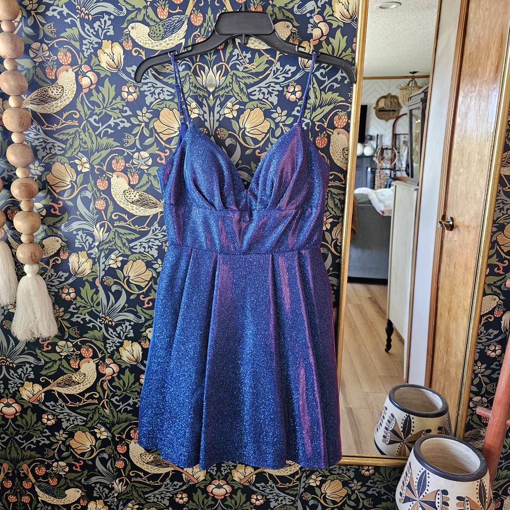 B Darlin Sparkling Blue-Purple Mini Dress